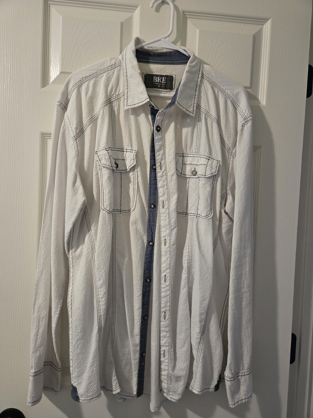 BKE Athletic Fit Jacket - Cream with Navy Trim